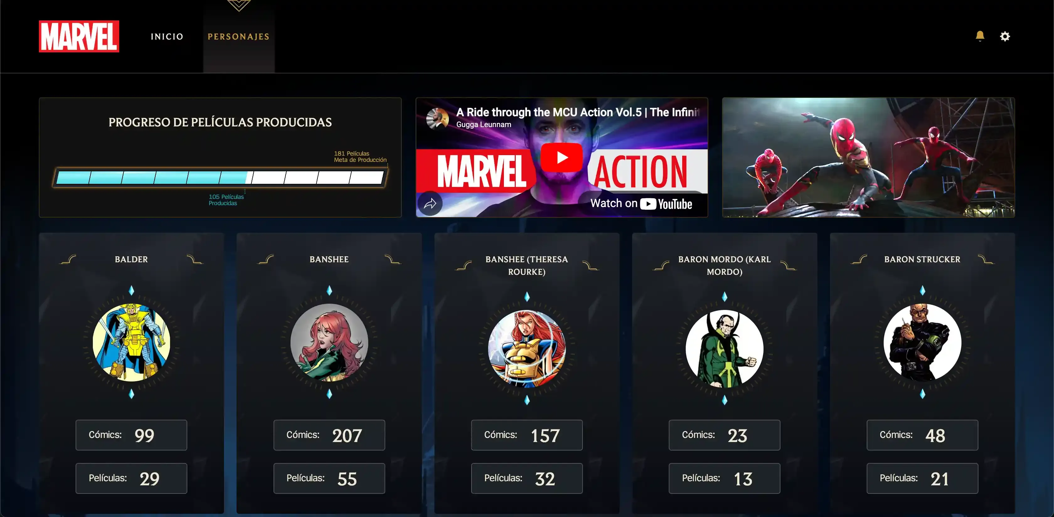 Screenshot of Marvel App project