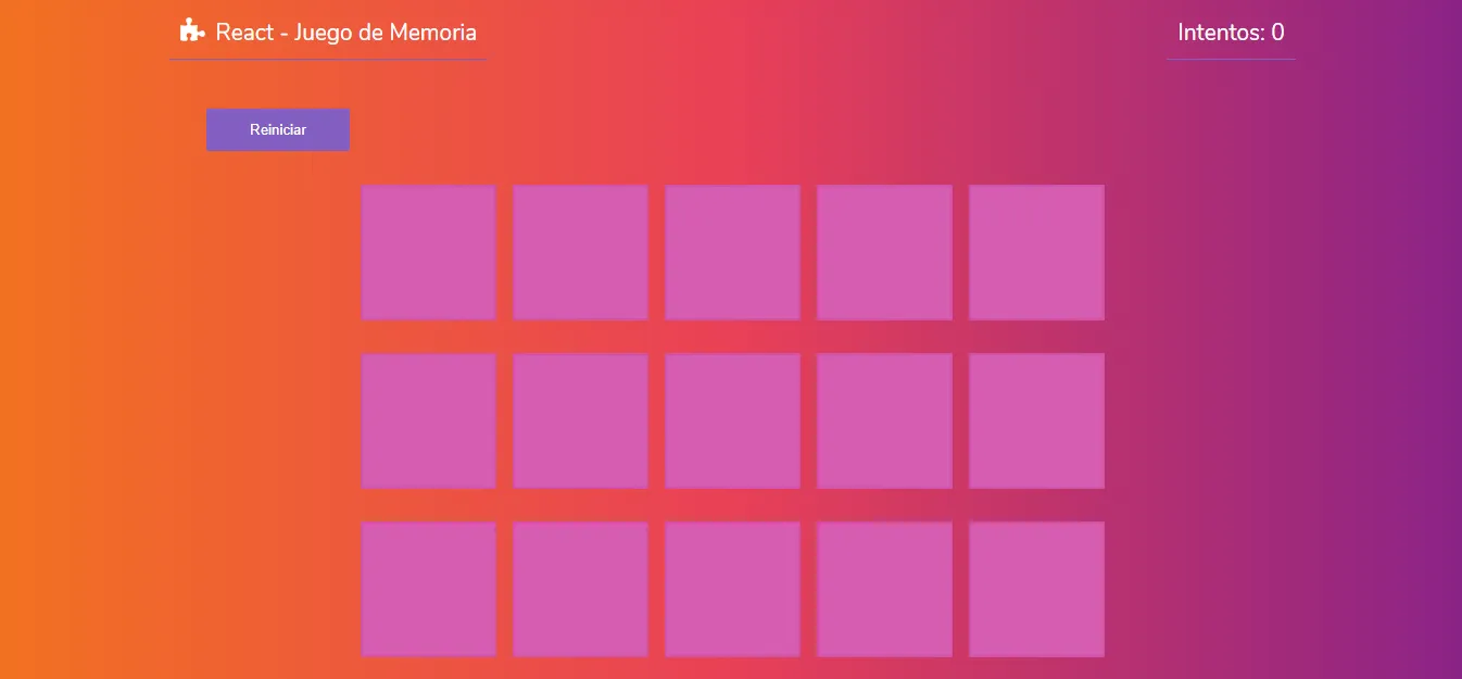 Screenshot of Memory Game project