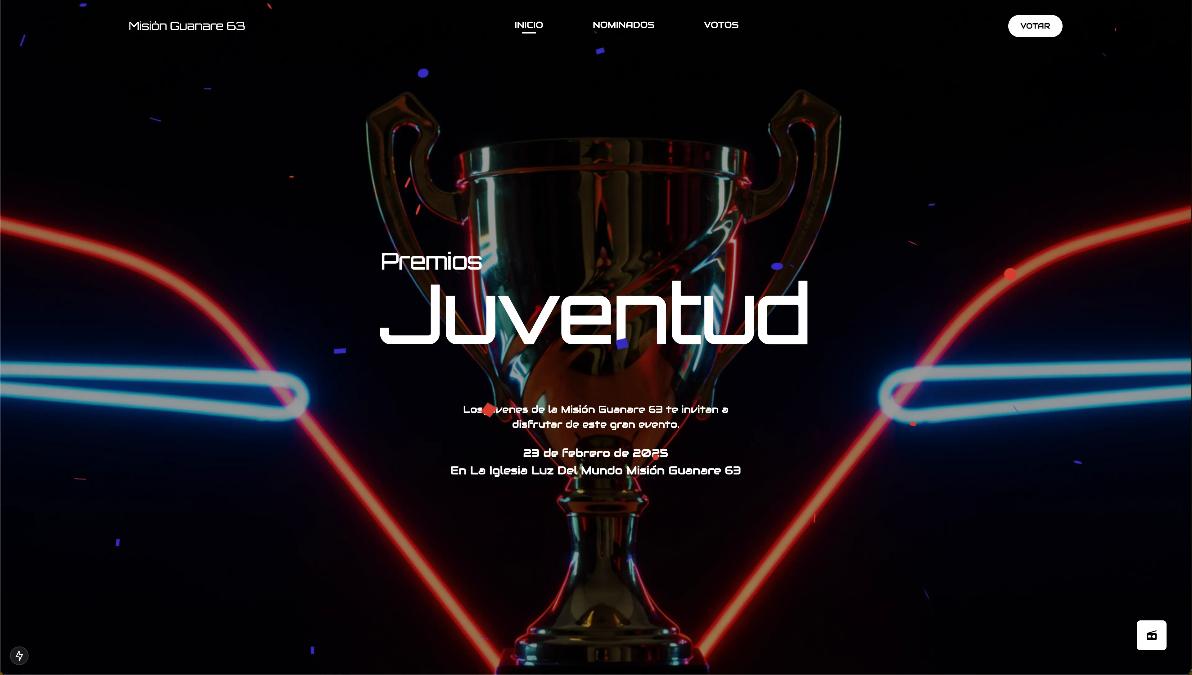 Screenshot of Young Awards project